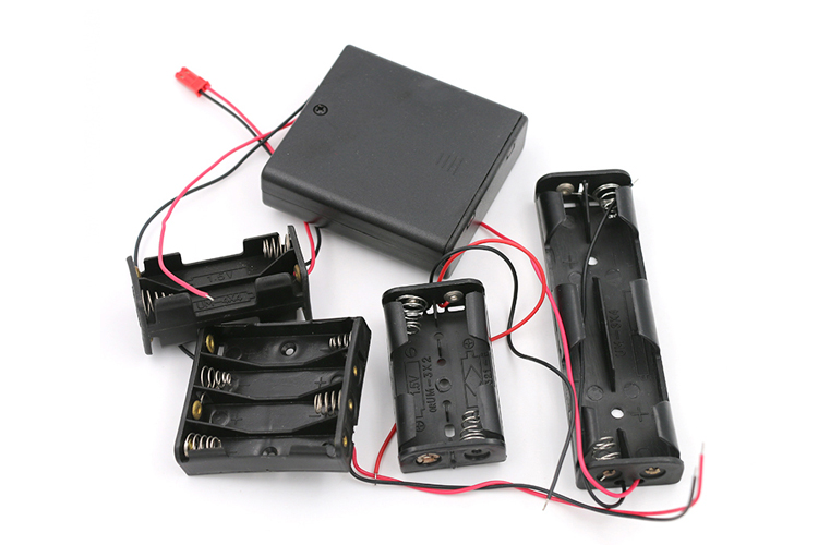 艾迈斯2/3/4节5号并排电池盒嵌入式锂电池盒红黑导线供电座