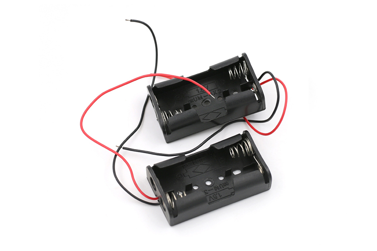 艾迈斯2节五号嵌入式电池盒 不密封3V串联带线接头diy供电座